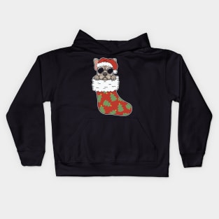 Cool Pug Sock Funny Pug Santa Christmas Stocking Kids Hoodie